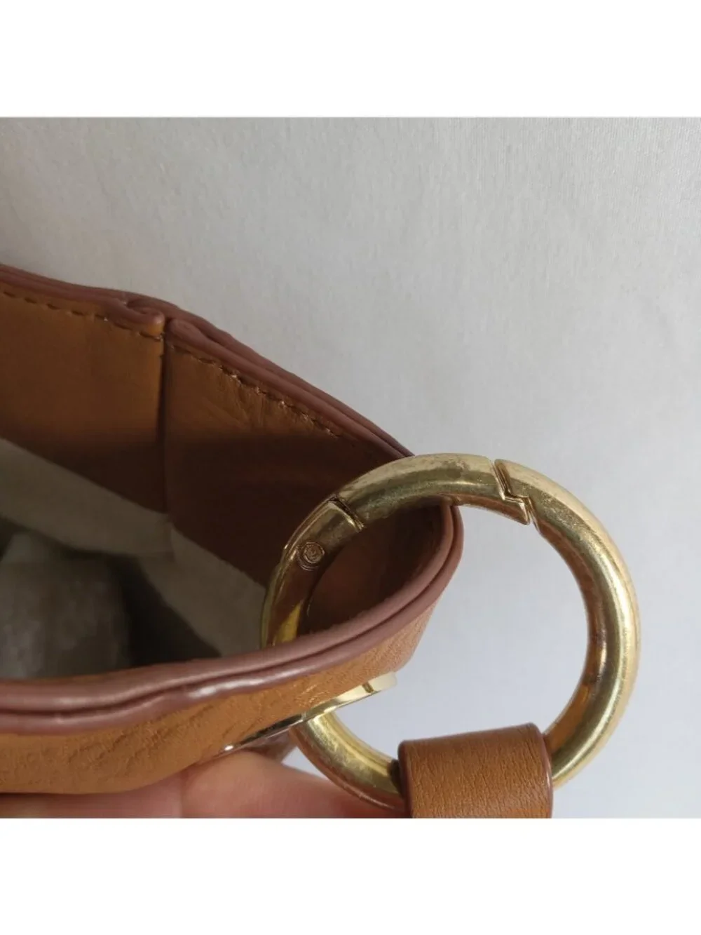 Mark & Graham Camel Leather Tote Bag Tan Brown Leather and Twill Straps 13x15